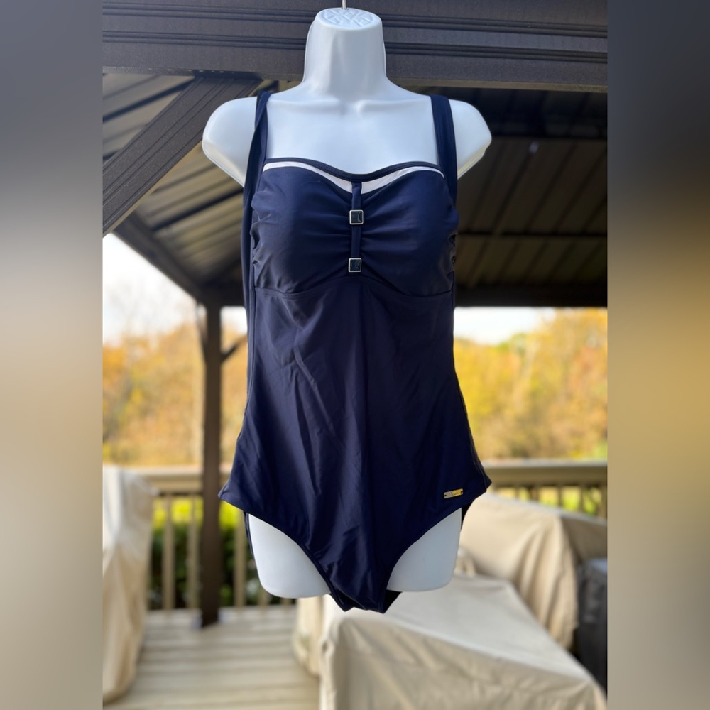 NWOT LASCANA Stylish Navy One-Piece Swimsuit with Bra, Size: 48C XL/XXL